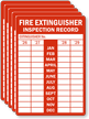 Fire Extinguisher Inspection Record, Set of 5 Labels