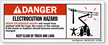 Danger Electrocution Hazard, Keep Clear with Graphic Label