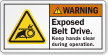 Exposed Belt Drive Keep Hands Clear Warning Label