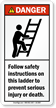 Follow Safety Instructions On Ladder ANSI Danger Label