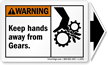 Keep Hands Away From Gears Label, Detachable Arrow