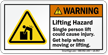 Lifting Hazard, Get Assistance ANSI Warning Label