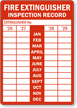 Annual Monthly Fire Extinguisher Inspection Record Label