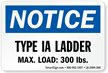 Type IA Ladder, Max Load: 300 LBS Label