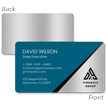 Custom Aluminum Metal Business Cards - Single or Double-Sided Diagonal Executive Design