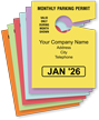 Monthly Color-Coded Parking Tags, Custom Imprint, Design #1