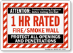 1 Hour Fire And Smoke Wall Sign