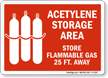 Acetylene Storage Area Sign