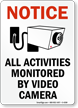 Notice All Activities Monitored Sign