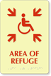 Area Of Refuge Handicapped Directional Sign with Braille