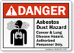 Asbestos Dust Hazard Cancer & Lung Hazard Sign