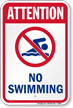 Attention No Swimming Sign