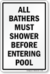 Shower Before Entering Pool Sign