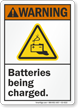 Batteries Being Charged ANSI Warning Sign