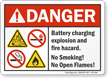 Battery Charging Explosion Hazard ANSI Danger Sign