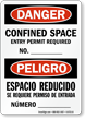 Confined Space Entry Permit Required No. Bilingual Sign