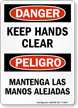 Bilingual Keep Hands Clear Sign