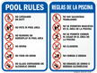 Bilingual Pool Area Rules Sign with Symbols