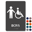 Boys And ISA Symbol Restroom Braille Sign