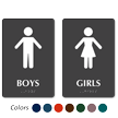 Boys and Girls Restroom Sign With Braille And Pictograms