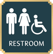 Restroom, with Male/Female/ISA Handicapped Graphic Braille Sign