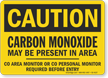 Carbon Monoxide Present Monitor Required Caution Sign