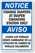 Bilingual Change Diapers At Changing Station Notice Sign