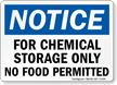 Notice Chemical Storage Food Permitted Sign