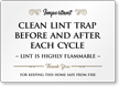 Clean Lint Trap Before After Each Cycle Airbnb Sign