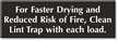 For Faster Drying Clean Lint Trap Engraved Sign