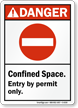 Confined Space Entry By Permit Danger Sign