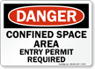 Danger: Confined Space Entry Permit Required Sign