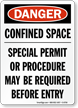 Danger Confined Space Permit Required Sign