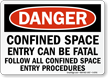 Danger Confined Space Fatal Permit Sign
