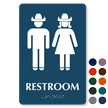 Restroom Sign with Braille, Cowboy and Cowgirl Graphic