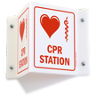 CPR Station Sign with Medical Symbol Projecting Sign