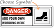 Custom Danger Wear Safety Shoes Symbol Sign