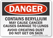 Danger Beryllium Cancer Lung Hazard Sign