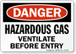 Hazardous Gas, Ventilate Before Entry Danger Sign
