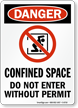 Danger: Confined Space Do Not Enter Sign