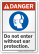 Do Not Enter Without Ear Protection Danger Sign