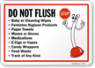 Do Not Flush Wipes Trash Of Any Kind Plunger Mascot Sign