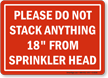 Sprinkler Clearance Sign