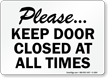 Keep Door Closed Sign