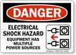 Electrical Shock Hazard Multiple Power Sources Equipment Sign