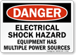 Electrical Hazard Equipment Has Multiple Power Sources Sign