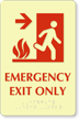 Emergency Exit Only TactileTouch Braille Arrow Sign