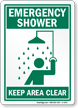 Emergency Shower Keep Area Clear Sign