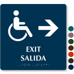 Bilingual Exit, Salida, Right Arrow Braille Sign