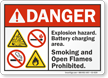 Explosion Hazard Battery Charging Area ANSI Danger Sign